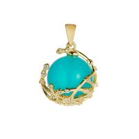 Amazonite Pendant with White Zircon in Gold Tone Sterling Silver 12.10cts
