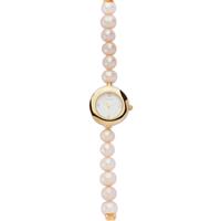 Watch in Gold Tone Stainless Steel with Peach Kaori Cultured Pearl (8.5mm) and Mother of Pearl