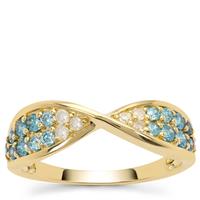 Blue Ombre Diamond Ring with White Diamond in 9K Gold 0.60ct