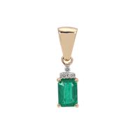 Panjshir Emerald Pendant with Diamond in 18K Gold 0.55ct 