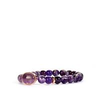 Banded Amethyst Stretchable Bracelet with Rose Gold Tone Sterling Silver 86.80cts