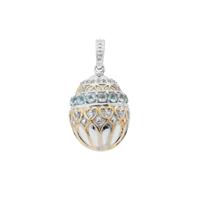 Madagascan Blue Apatite Pendant with White Zircon in Sterling Silver 2.30cts