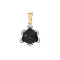 Wobito Alpine Cut Black Knight Topaz Pendant with White Zircon in 9K Gold 5.80cts