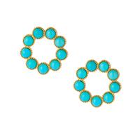 Hubei Natural Turquoise Earrings in Gold Tone Sterling Silver 2cts