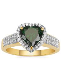 Tsavorite Garnet Ring with Diamond in 18K Gold 2.10cts