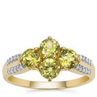 Mansanite™ Ring with Diamond in 9K Gold 1.75cts