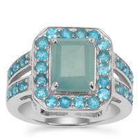 Grandidierite Ring with Neon Apatite in Sterling Silver 4.05cts