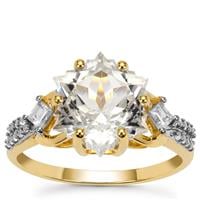 Wobito Snowflake Cut Cullinan Topaz Ring with White Zircon in 9K Gold 5.95cts