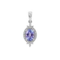 AA Tanzanite Pendant with White Zircon in 9K White Gold 1.55cts