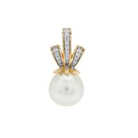 South Sea Cultured Pearl Pendant with White Zircon in 9K Gold (11mm)