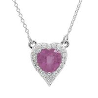 Ilakaka Hot Pink Sapphire Necklace with White Zircon in Sterling Silver 2.85cts (F)