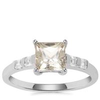 Cuprian Sunstone Ring with White Zircon in Sterling Silver 1.30cts