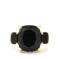Black Spinel Ring in Two Tone Gold Plated Sterling Silver 11.50cts