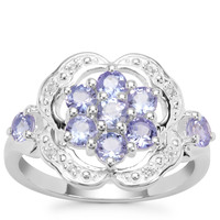 AA Tanzanite Ring with White Zircon in Sterling Silver 1.13cts