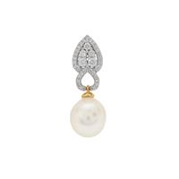 South Sea Cultured Pearl Pendant with White Zircon in 9K Gold (10MM)