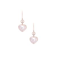 Mother of Pearl Earrings with White Zircon in Rose Gold Tone Sterling Silver (12mm x 10mm)