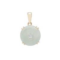 Green Jadeite Pendant with Diamond in 9K Gold 5.45cts