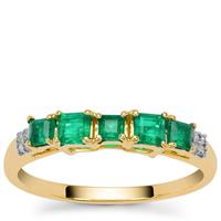 Panjshir Emerald Ring with Diamond in 9K Gold 0.65ct