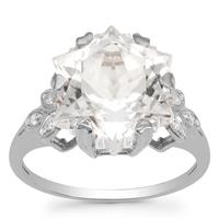 Wobito Snowflake Cut Topaz Ring with Canadian Diamond in 9K White Gold 9.90cts