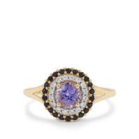 AA Tanzanite, Blue Sapphire Ring with White Zircon in 9K Gold 1.25cts