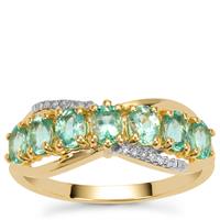 Aquaiba™ Beryl Ring with Diamonds in 9K Gold 1.05cts