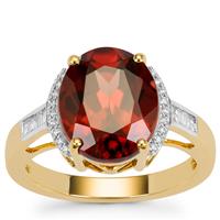 Umba Valley Red Zircon Ring with Diamond in 18K Gold 8.20cts