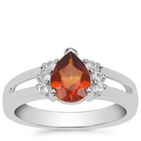 Madeira Citrine Ring with White Zircon in Sterling Silver 1.15cts