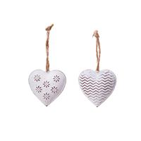 Box of 10 Metal Heart Hanging Decorations - Selection of Designs 