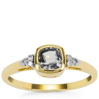 Burmese Silver Spinel Ring with Diamond in 9K Gold 0.75ct