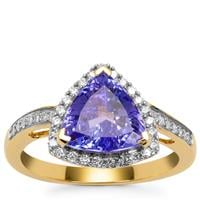 AAA Tanzanite Ring with Diamond in 18K Gold 2.45cts