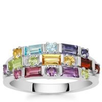 Multi Colour Gemstones Ring in Sterling Silver 1.35cts