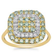 Blue Lagoon Diamond Ring with White Diamond in 9K Gold 1.15cts