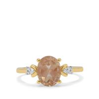 Padparadscha Oregon Sunstone Ring with White Zircon in 9K Gold 1.85cts