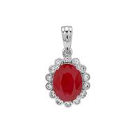 Burmese Ruby Pendant with White Zircon in 9K White Gold 2.50cts