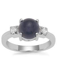 Bharat Sapphire Ring with White Zircon in Sterling Silver 3.55cts
