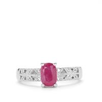 John Saul Ruby Ring with White Zircon in Sterling Silver 1.34cts