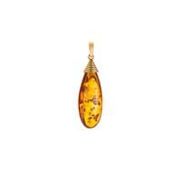 Baltic Cognac Amber Pendant in Gold Tone Sterling Silver (33 x 13mm)