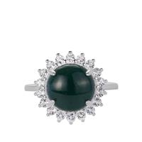 Olmec Jadeite Ring with WhiteTopaz in Sterling Silver 4.75cts