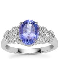AAA Tanzanite Ring with Diamond in 18K White Gold 2.05cts