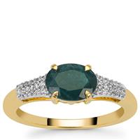 Grandidierite Ring with White Zircon in 9K Gold 1.35cts