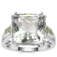 Prasiolite Ring with Changbai Peridot in Sterling Silver 9.43cts