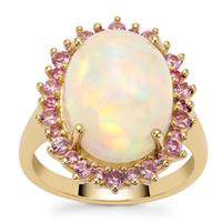 Legacy Ethiopian Opal Ring with Natural Pink Sapphire in 9K Gold 6.40cts