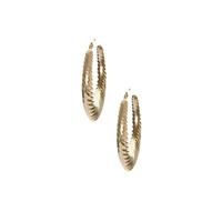 9K Gold Puff Ribbed Creole Earrings 2.88g