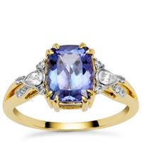 AA Tanzanite Ring with White Zircon in 9K Gold 2.60cts