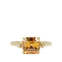 Asscher Cut Kaduna Canary and White Zircon Ring in 9K Gold 3.80cts