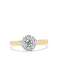 Blue Lagoon Diamond Ring with White Diamond in 9K Gold 0.40ct