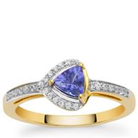 AAA Tanzanite Ring with White Zircon in 9K Gold 0.65ct
