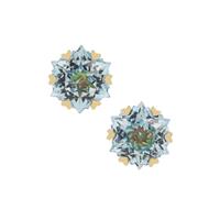 Wobito Snowflake Cut Arctic Blue Topaz Earrings in 9K Gold 6cts
