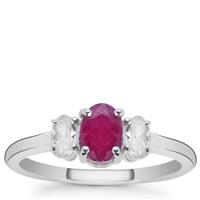 Luc Yen Ruby Ring with White Zircon in Sterling Silver 1.87cts