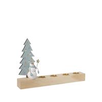 Candle Holder With Snowman And Tree 